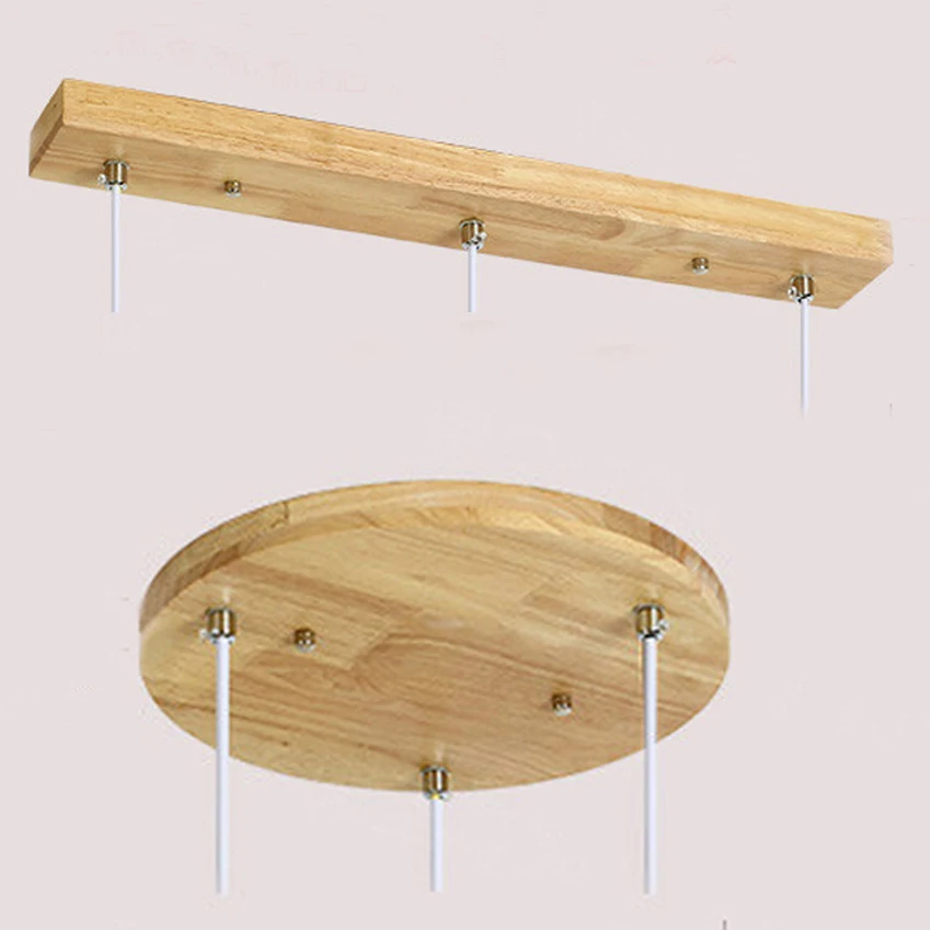 

Vintage wood lamp Base Round Rectangular 30cm 50cm 3 heads DIY chandelier wooden Ceiling base hanging lamp Lighting Accessories