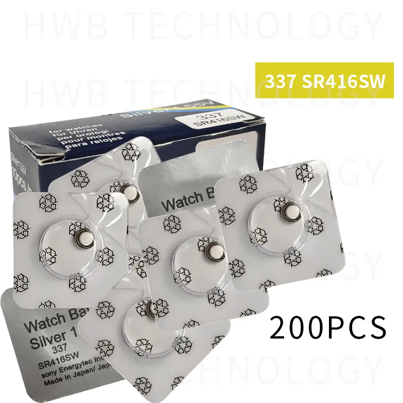 200 шт./лот оригинальные новые часы батарея 337 SR416SW серебро 1 55 V Кнопка для swatch