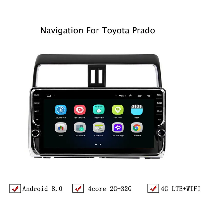 10 1 &quotAndroid 6 0/8 Автомобильная dvd-навигационная система для Toyota Prado 2018 Авто Радио