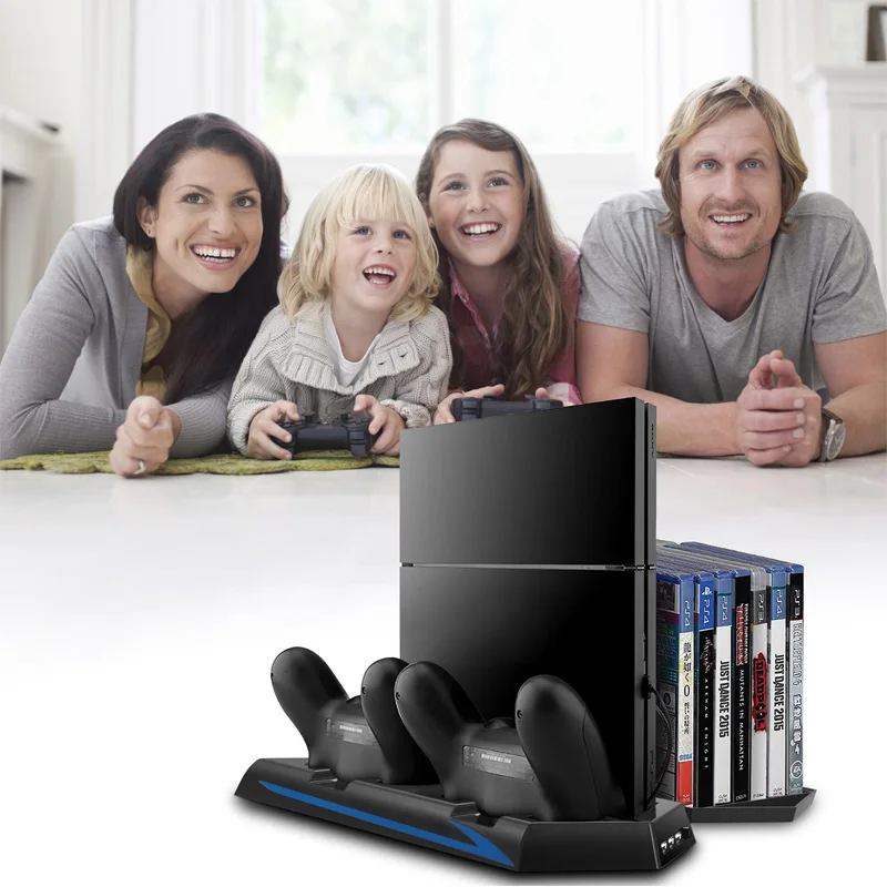 Вертикальный стоячий вентилятор охлаждения для Sony PS4 консоль USB двойная зарядная