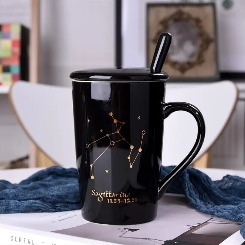 11 Sagittarius Модная керамическая кружка, краткие созвездия, кофейная чашка, большая емкость, молочные чашки с подарочной коробкой, чайные кружки, подарок для влюбленных на день рождения - Цвет: 11 Sagittarius