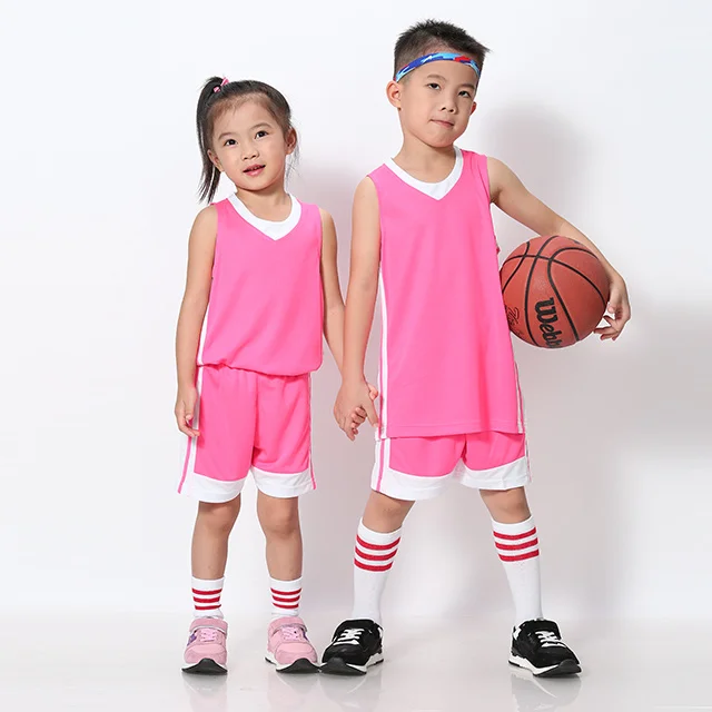 Kids pink Детские баскетбольные майки, шорты, комплекты, дышащая майка баскетбольная, костюмы для колледжа, спортивные костюмы для мальчиков и девочек, баскетбольная майка - Цвет: Kids pink