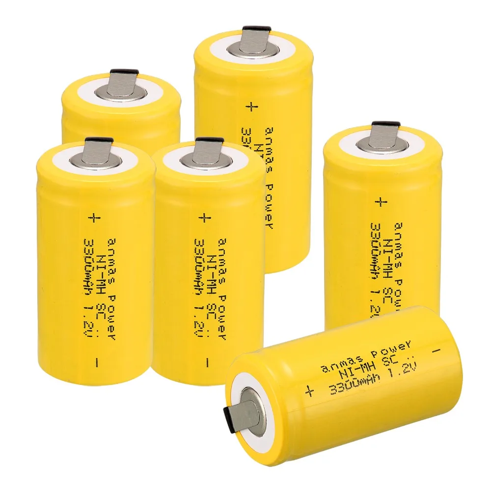 Anmas power 1-6 шт Желтый цвет 1,2 V 3300mAh SC Ni-MH аккумуляторная батарея Ni-MH Sub C аккумуляторная батарея