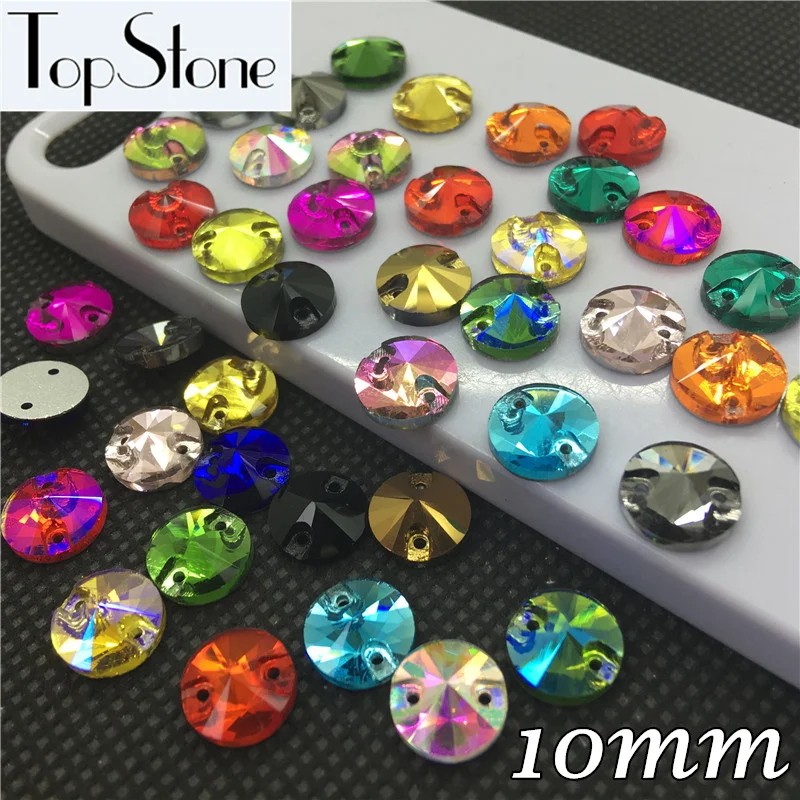 Все цвета 360 шт. 10 мм два отверстия Rivoli (Foiled) стеклянный кристалл пришитый камень