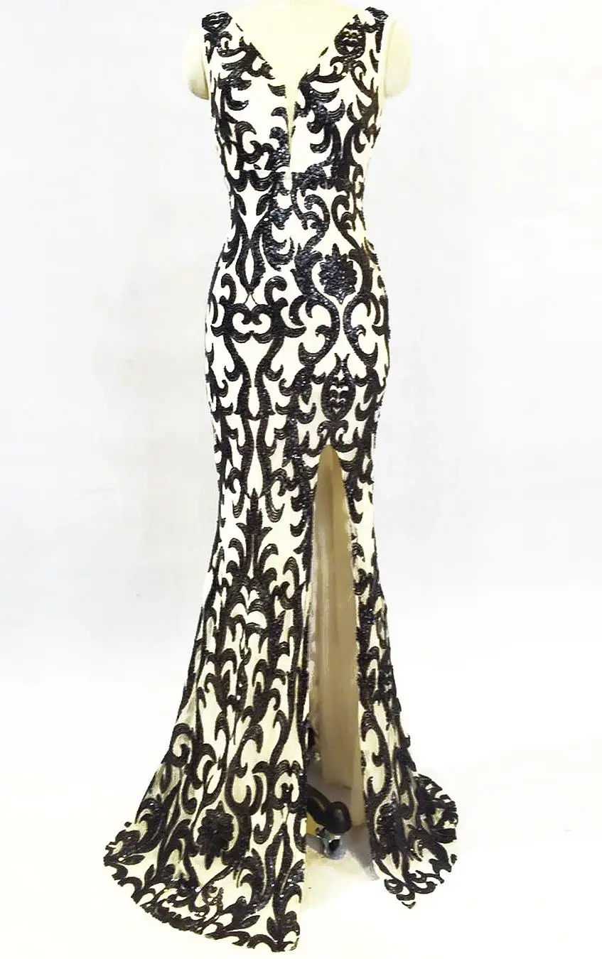 Ограниченная серия женское платье Zanzea Vadim Vestidos De Fiesta новое зимнее модное Золотое банкетное сексуальное длинное платье с блестками и - Цвет: Black apricot