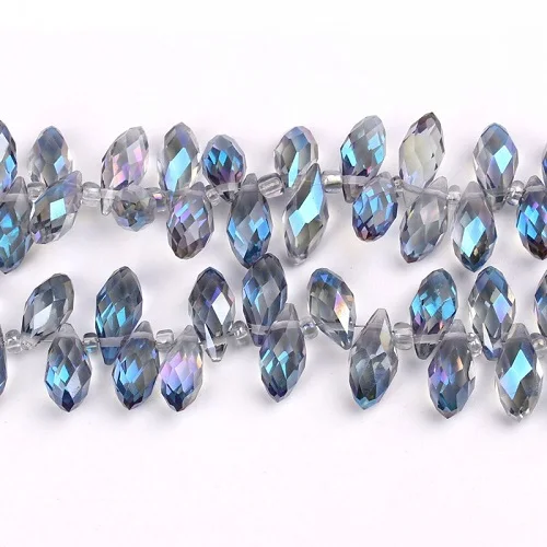 blue plated 50 шт. овальной формы с бесцветными стёклами бисер в виде граненых стеклянных 6x12 мм Briolette каплевидные бусины-капли воды, стекло бусины для самостоятельного изготовления ювелирных изделий - Цвет: blue plated