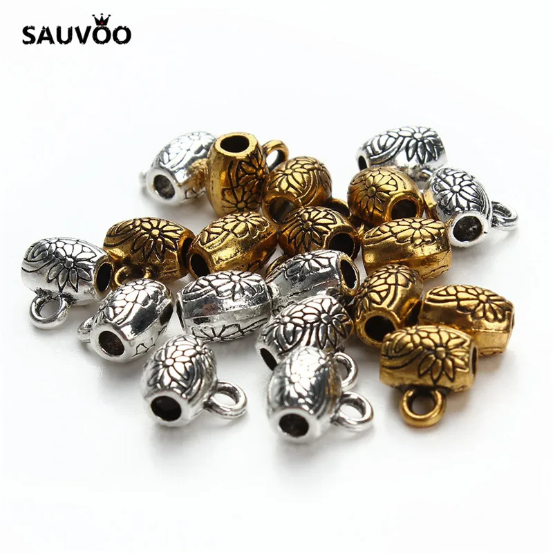 SAUVOO 30 шт./лот античное серебро/золото зажим для подвески застежка слайдер бусинки