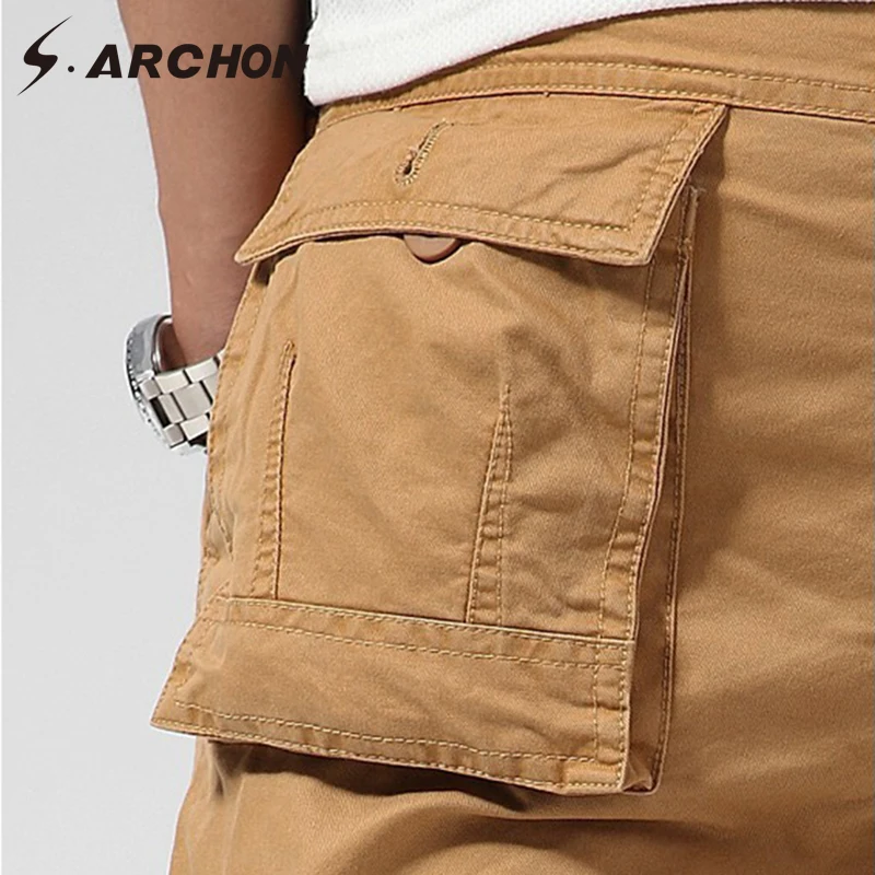 Мужские брюки карго S.ARCHON дышащие тактические штаны из 100% хлопка ветрозащитные с