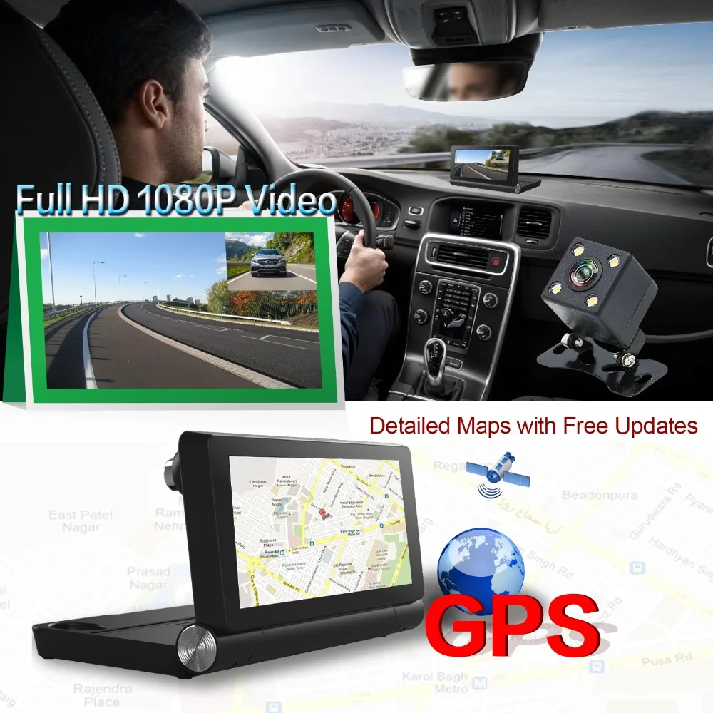 Dealcoo 7' сенсорный экран автомобиля dvr регистраторы камера Android ADAS 4G Wi Fi двойной