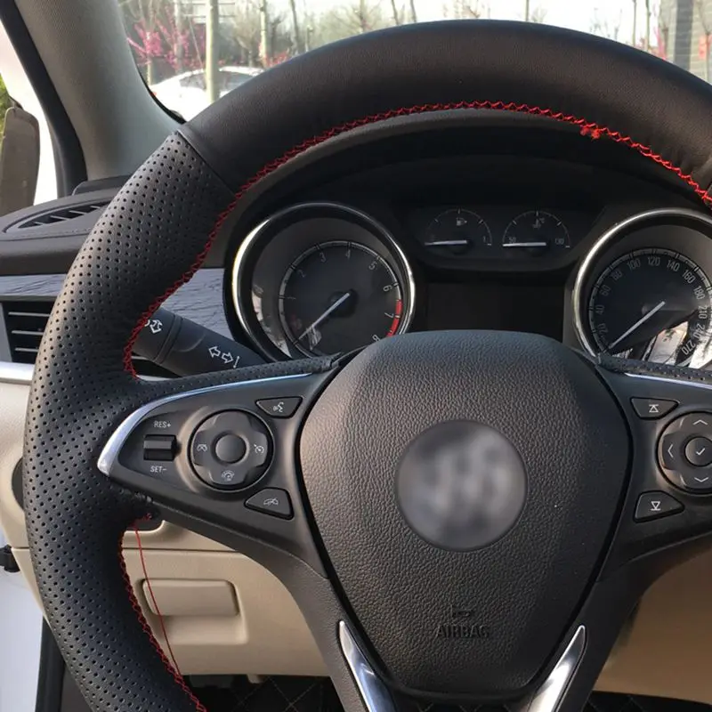 GNUPME рука сшитый черный кожаный чехол на руль для Buick Envision Verano 2005-2015 Автомобиль