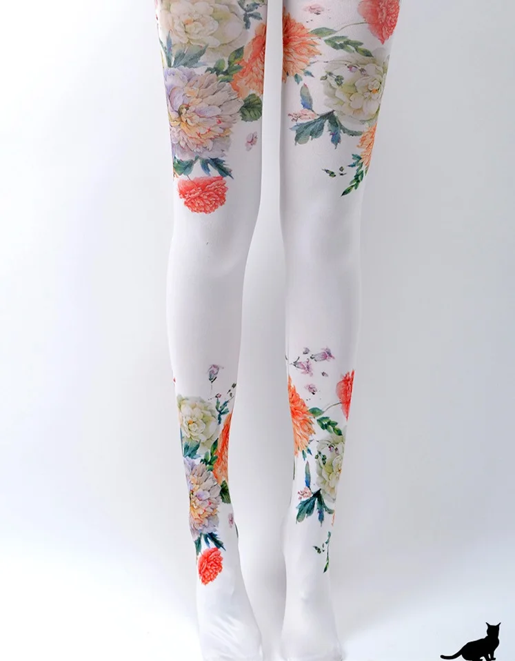 Весенние тонкие чулки винтажные колготки в японском стиле с цветочным узором