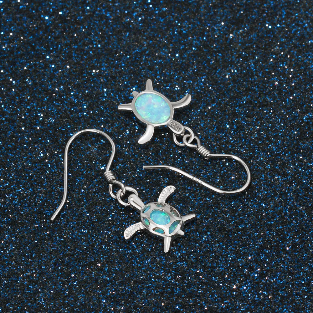 Милые женские серьги подвески в стиле черепахи бохо с голубым белым огненным