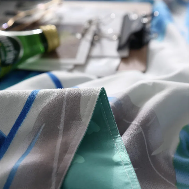 Белые и зеленые постельные комплекты пододеяльник простыни наволочки с