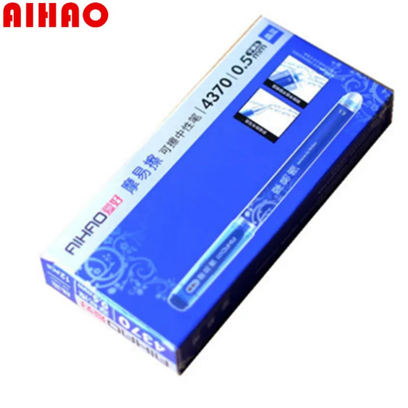 12 шт./лот Aihao 4370 стираемая ручка унисекс 0,5 мм ручка Волшебная стираемая ручка гелевая ручка, канцелярские принадлежности для офиса и школы