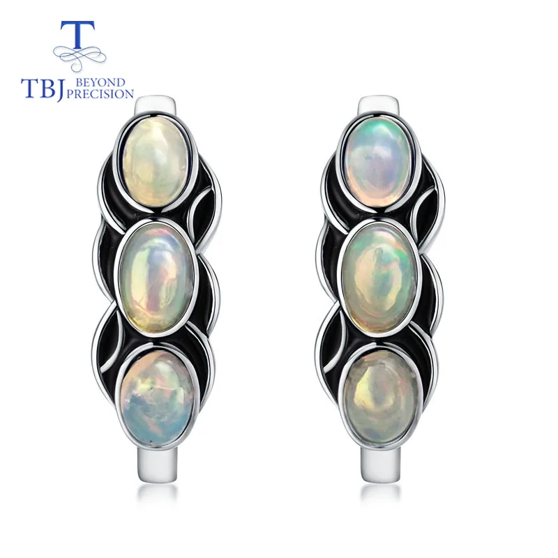 Женские серьги с натуральным опалом TBJ винтажные ювелирные украшения из