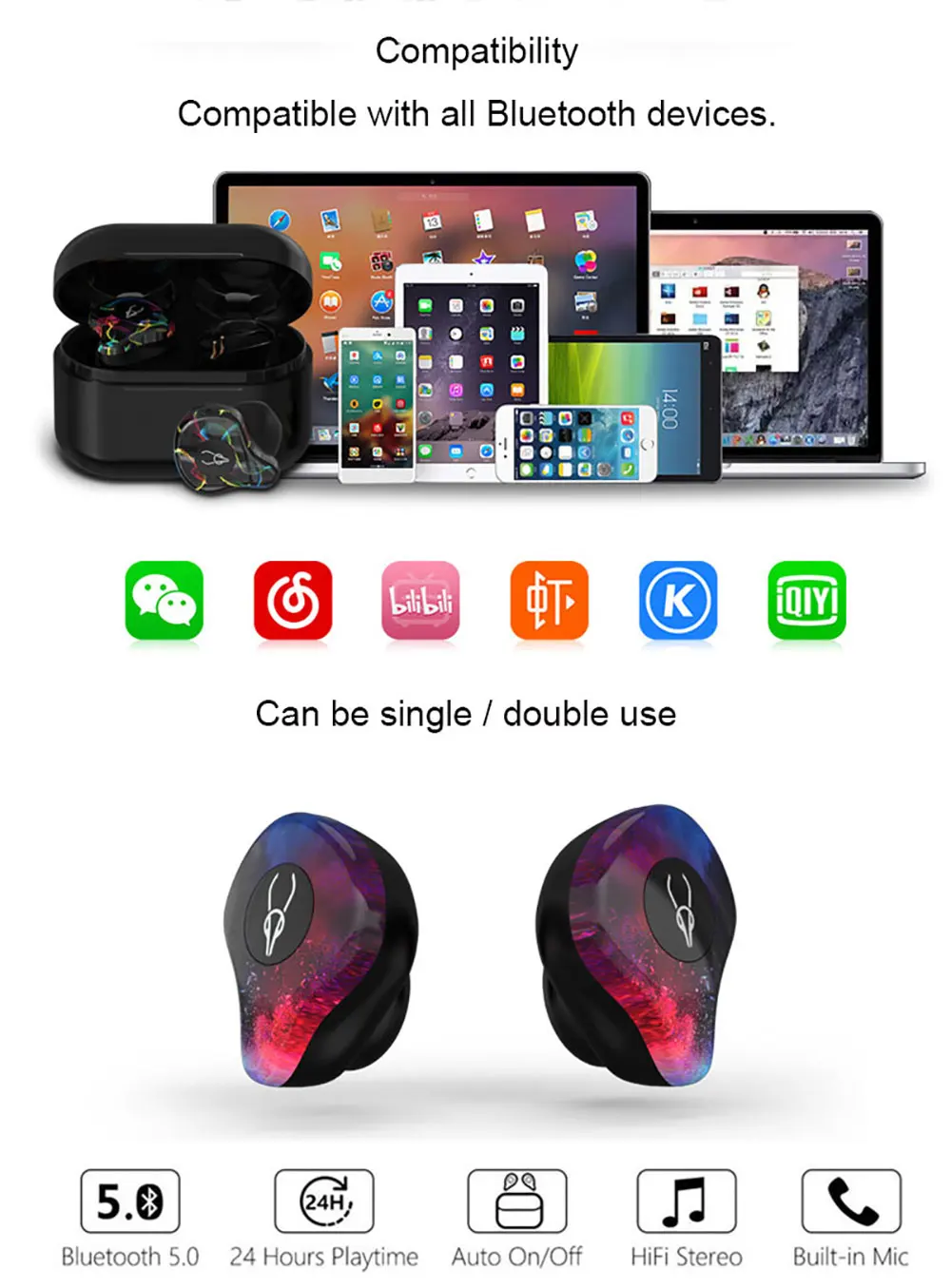 Мини Беспроводной Bluetooth наушники Sabbat X12 Pro Наушники-вкладыши TWS с 3D наушники стерео звук Невидимый V5.0 Водонепроницаемый наушники гарнитура