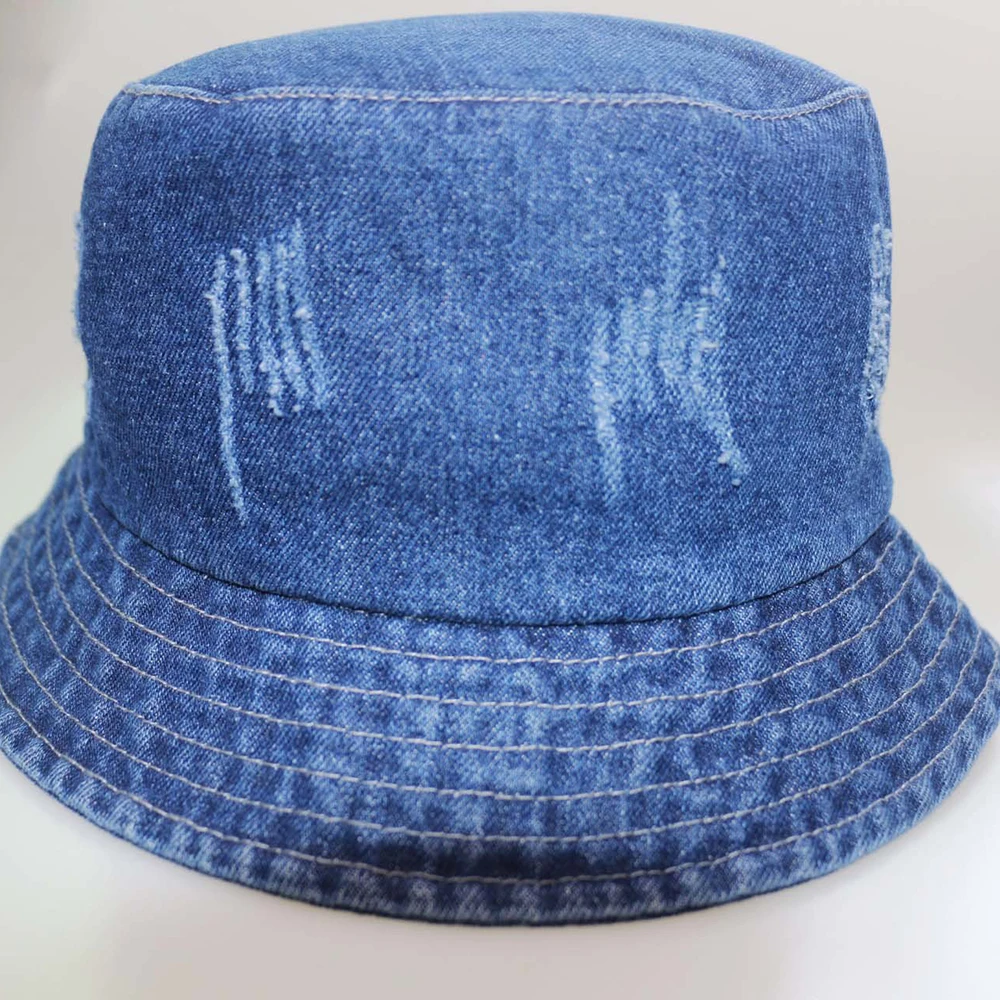 Джинсовая Рыбацкая шляпа Летняя женская однотонная открытая Плоская верхняя