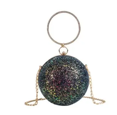 Black evening bags Для женщин Вечерний Клатч модная одежда для девочек с металлической ручкой-кольцом сумки серьги-бусины с блестками Роскошные цепочки плеча Crossbody сумки женские - Цвет: Black evening bags