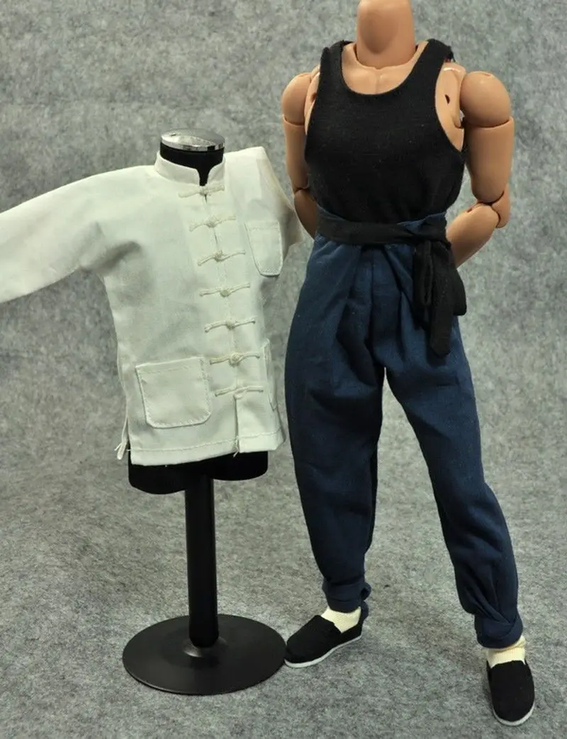 1: 6 шкал кунг-фу костюм белый костюм+ синие штаны для 1" Фигурки игрушки аксессуары
