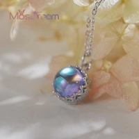 itsmos blue aurora pendant necklace round lace s925 sterling silver crystal romantic find jewelry for women elegant gift