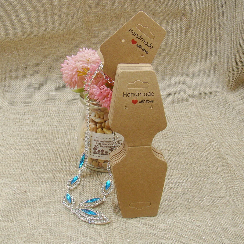 Белый/Крафт ювелирные изделия дисплей карты напечатаны ручной работы с любовью