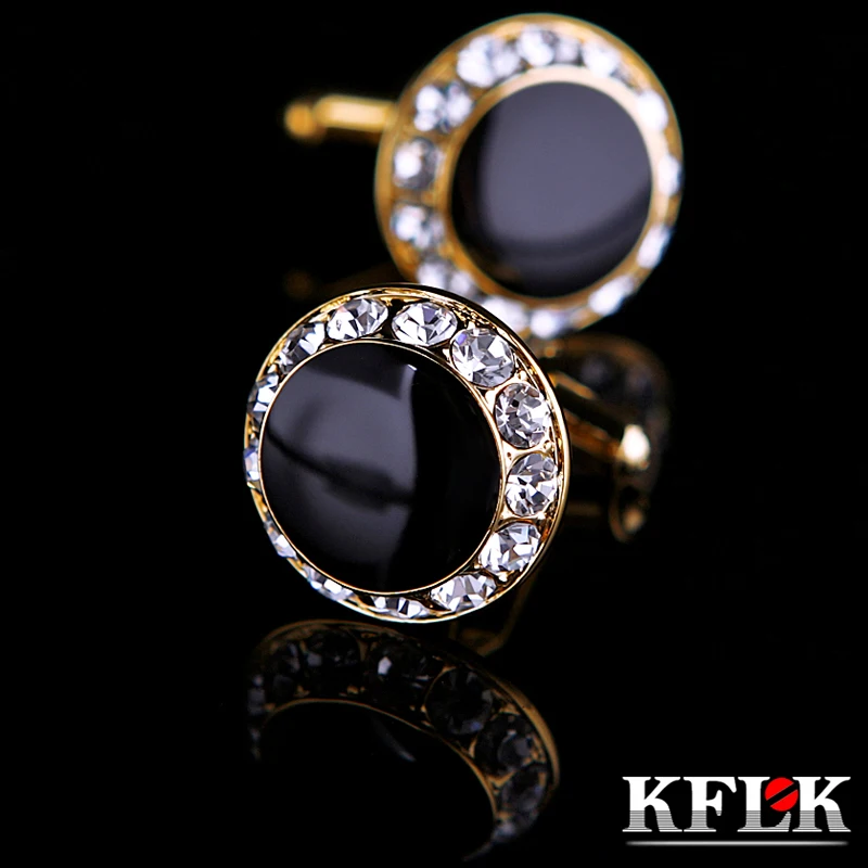 

KFLK Jewelry shirt french cufflinks for men Brand Crystal Cuff link Button Gold-color High Quality Luxury Wedding guests