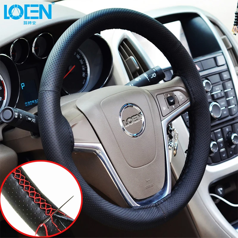 LOEN 1 шт. Прошито вручную кожаное рулевое колесо крышка 38 см для Toyota Hyundai Chevrolet Audi Honda