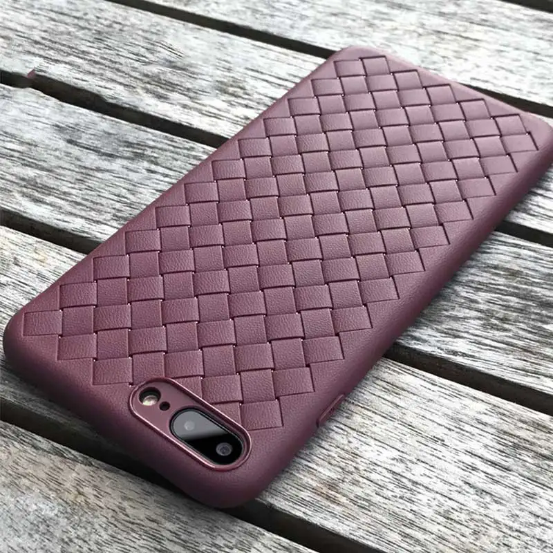 Для iphone X 10 iphone 6s 6 Plus чехол XS Max XR плетеный кожаный чехол X Силиконовый чехол для iphone 11 Pro iphone 7 8 plus чехол - Цвет: Коричневый