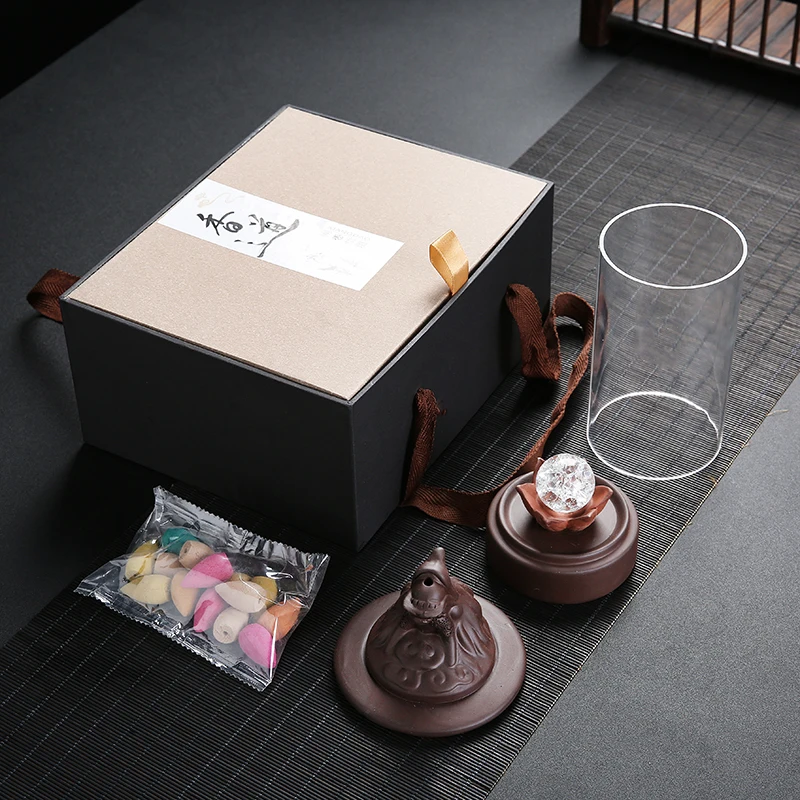 

7 Led Light Blackflow Incense Burner With Transparent Acrylic Cover Smoke Waterfall Incense Holder Use In Home Office Teahouse