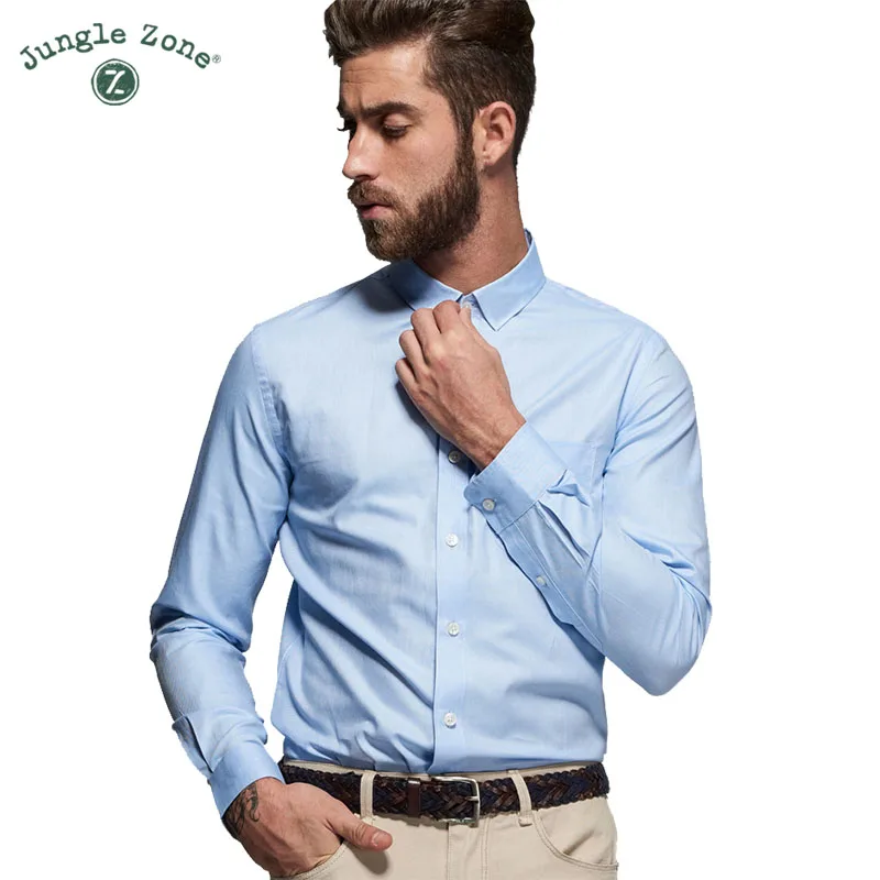 Джунгли ZONE 2017 Весна Новая модная мужская рубашка Длинные рукава брендовая одежда