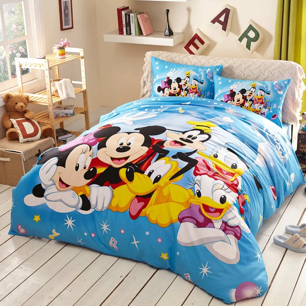 

disney cartoon mickey minnie mouse comforter sets 3d beddings twin full queen size girl boy home decor polka dot be linen sheets