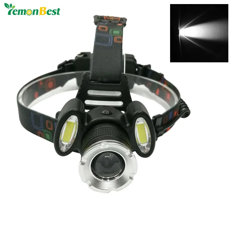 Зум 500LM COB + T6 3 СВЕТОДИОДНЫЕ Фары 4 Режим Головной Фонарь Огни с Аккумуляторная