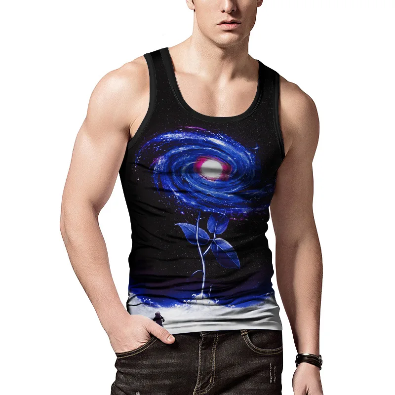 Майка для бодибилдинга Starry Sky майка с цветочным принтом Мужская одежда фитнеса