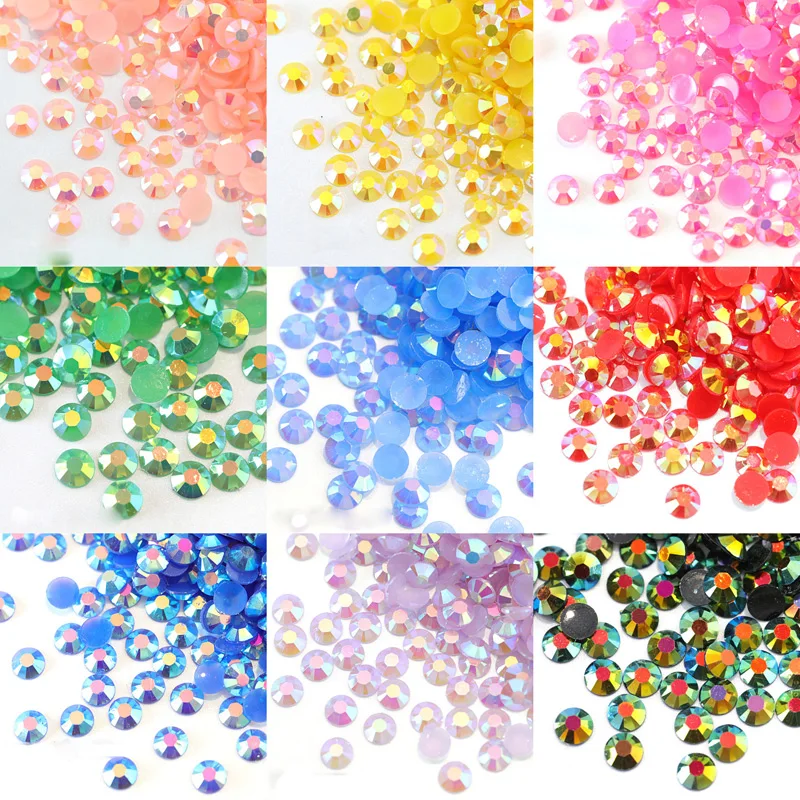 Все размеры AB цвета ногтей Стразы смолы Flatback не горячей фиксации Камни Кристаллы