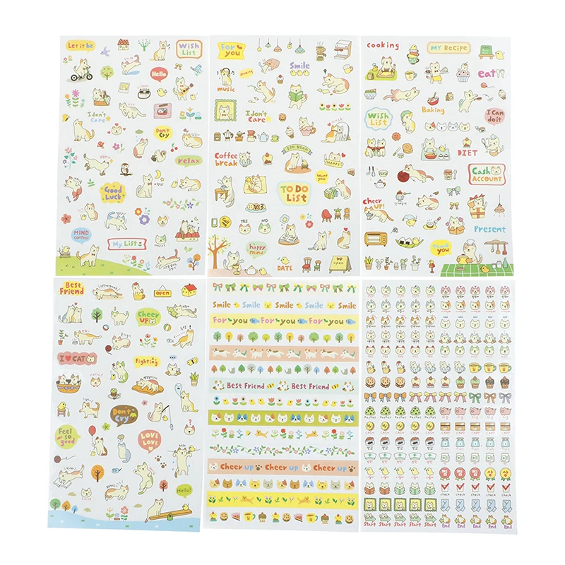 6 шт./компл. дневник с изображением кота из мультфильма альбом Скрапбукинг хлопья