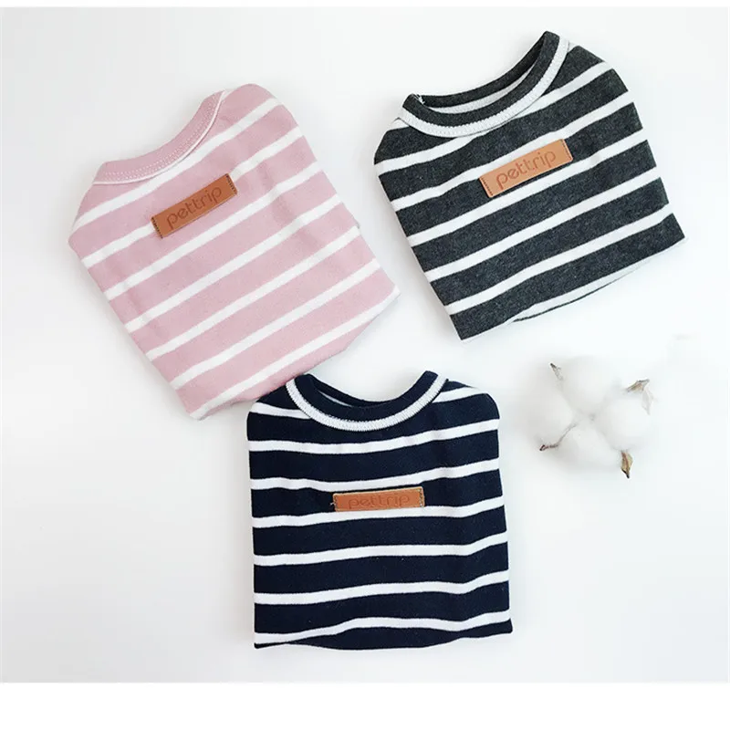 Одежда для собак летняя футболка полосатая тонкая секция комфорта Мишка Тедди