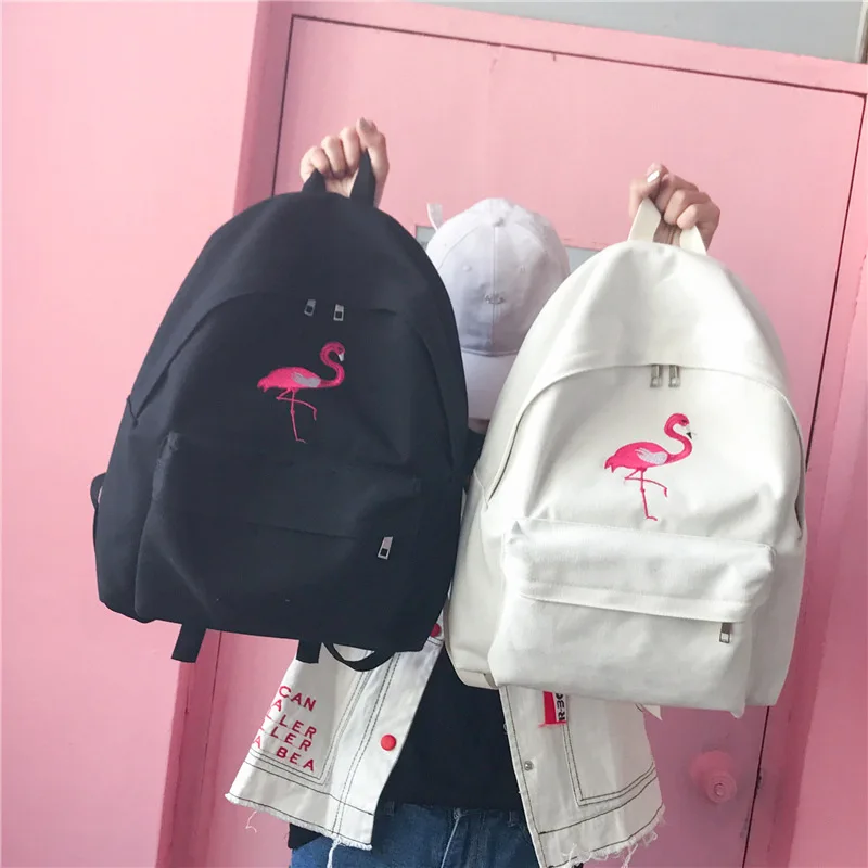 Модный женский рюкзак Harajuku с вышитым фламинго дорожный для школьников и