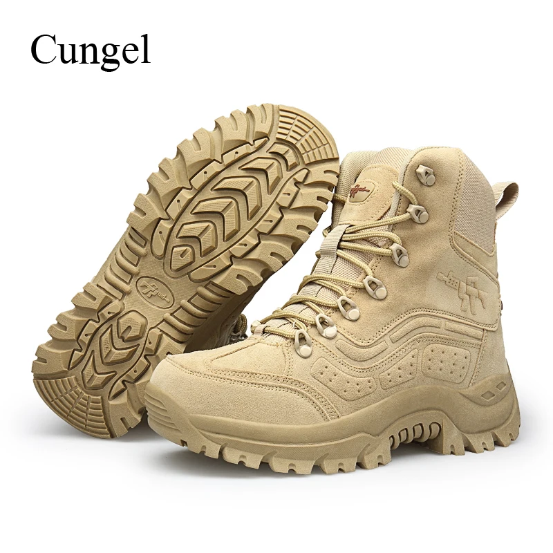

Cungel Outdoor Hiking shoes Sneakers men breathable waterproof Leather Boots Army Tactical boots Male Trekking Climbing Shoes