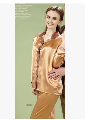 Art, men and women lovers pajamas Mulberry silk long sleeve leisurewear 100% silk more than 2323 color lapels