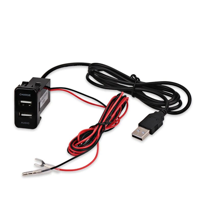 5V 2.1A Автомобильный USB интерфейс разъем зарядное устройство адаптер и аудио вход