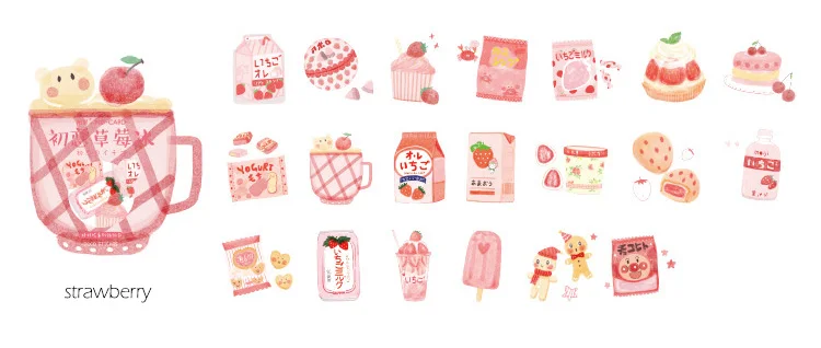 strawberry 40 шт./упак. Kawaii с милым клубничным принтом Кот персик маркер стикер планировщик дневник канцелярские Стикеры s Скрапбукинг пуля журнал sl1974 - Цвет: strawberry