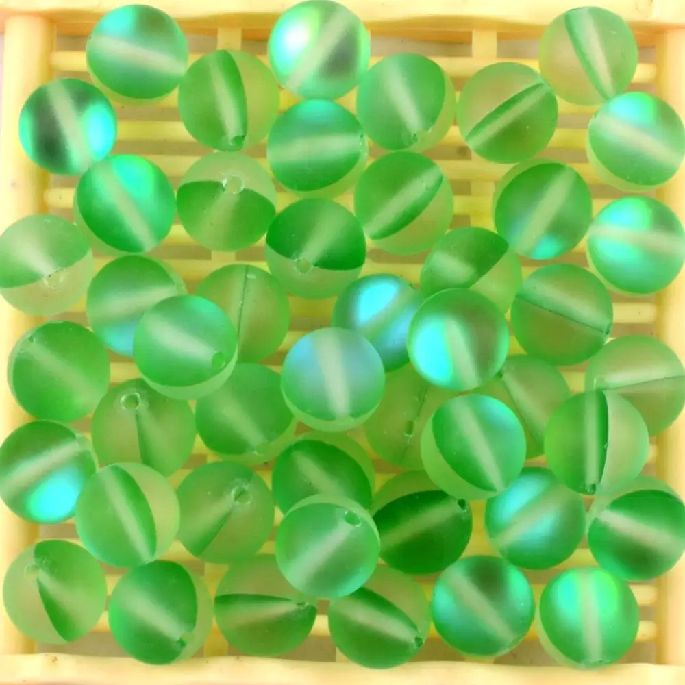 Matte Green Гладкий матовый ассорти из австрийского кристалла, Круглый бисер для изготовления ювелирных изделий 6 8 10 12 мм блестящие бусины из лунного камня Diy браслет - Цвет: Matte Green