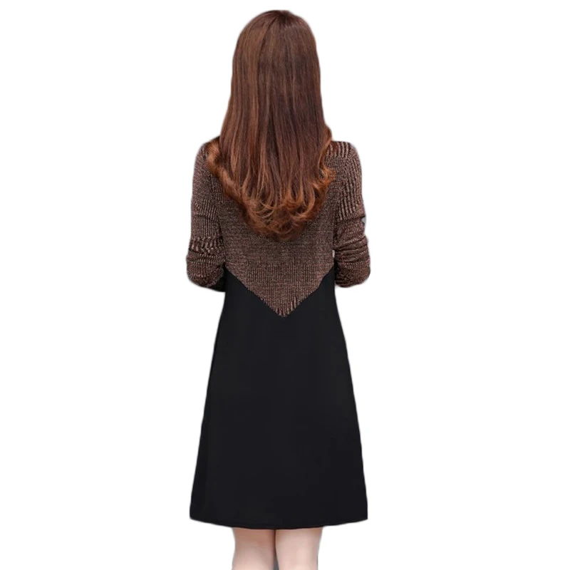 Осенне зимние женские платья модное офисное платье с круглым вырезом и длинными