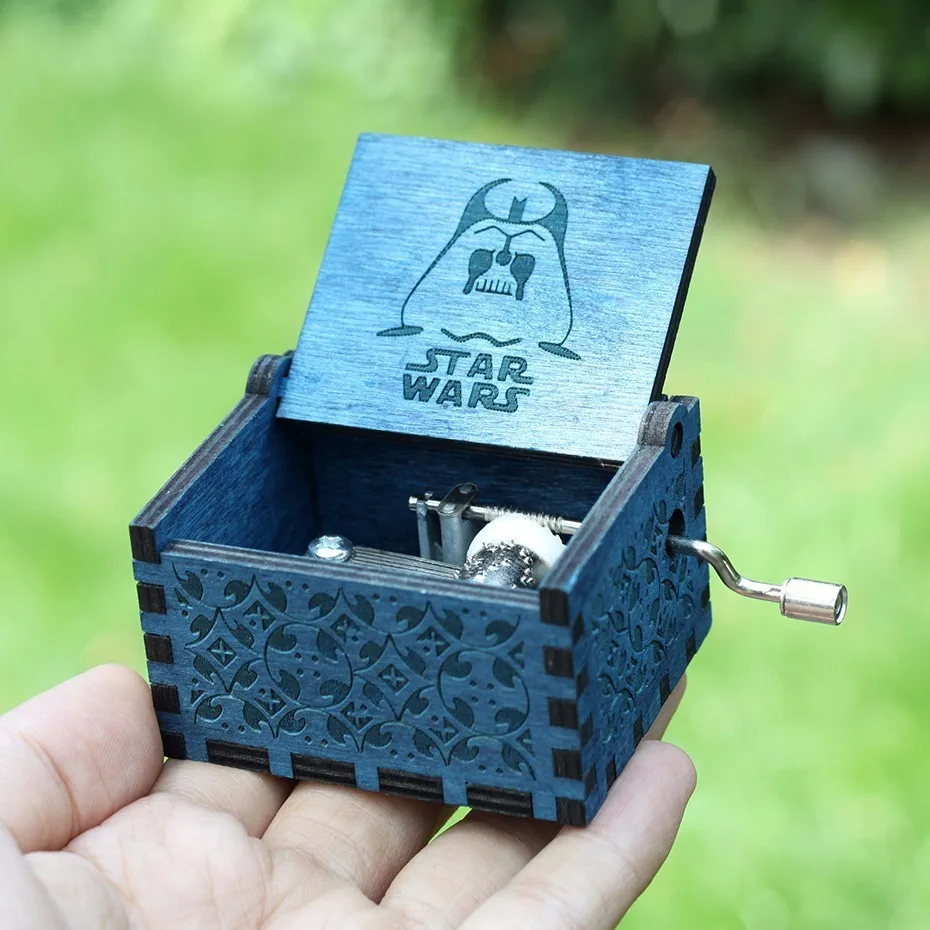 Blue Star war 20 видов антикварной резной деревянной рукоятки музыкальная шкатулка Дэви Джонс тема из Звездных Войн музыкальная шкатулка подарок на день рождения - Цвет: Blue Star war