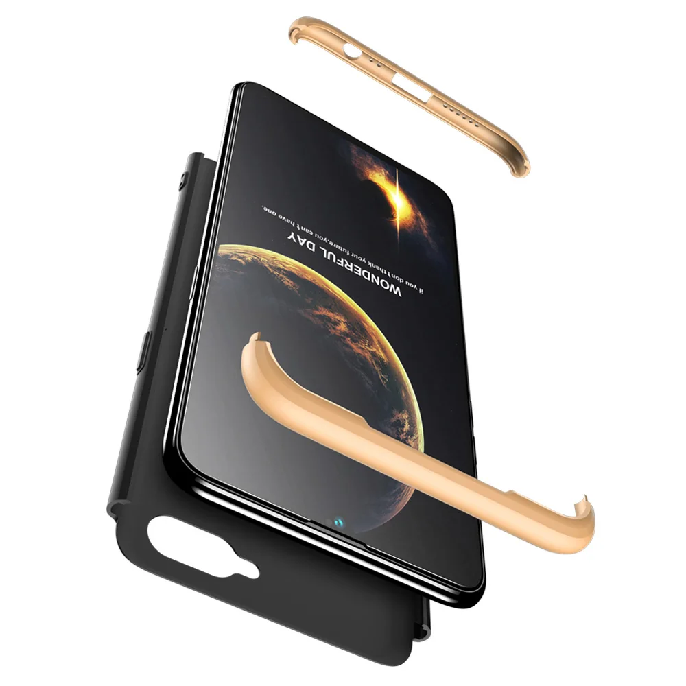 Для OPPO A7 AX7 полное покрытие защитный 3 в 1 армированный чехол с закаленным стеклом