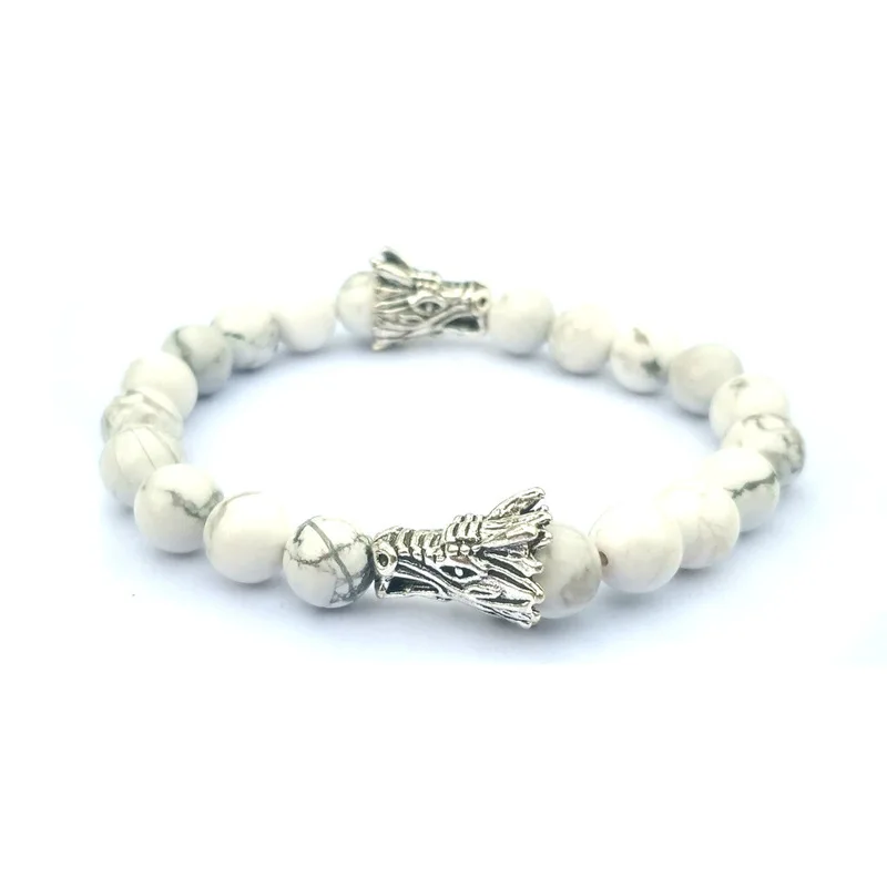 Головки дракона 8 мм Howlite камень Браслет Из Черной Лавы эфирное масло диффузор