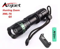anjoet xm l t6 led portable tactical flashlight focus zoomable waterproof torch light bikerechargeable 18650 battery charger