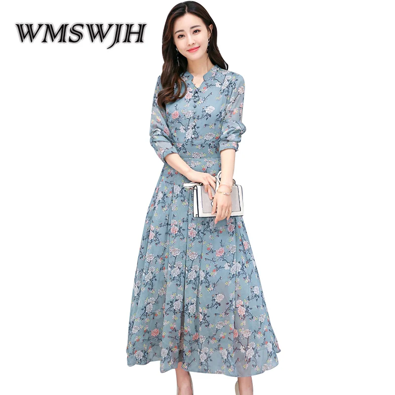 Весенне осенняя одежда Wmswjh 2019 Ms Новое шифоновое платье с длинным рукавом и