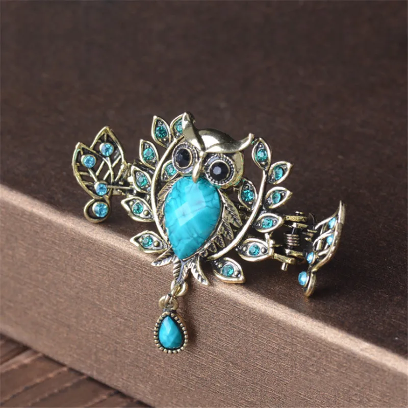 Заколка для волос с изображением красивой совы украшение металлическая