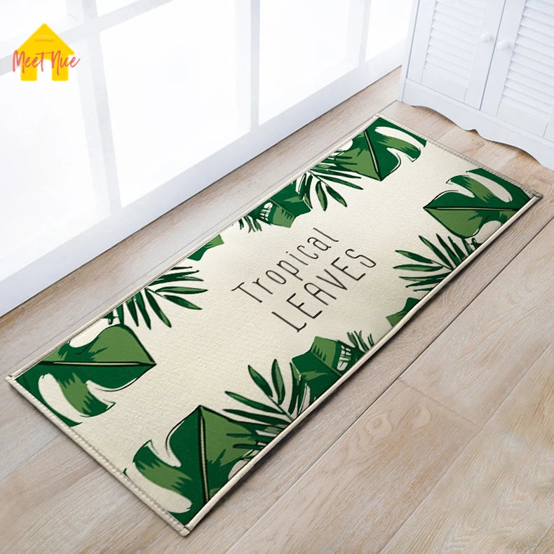 Meet nice хлопковый льняной коврик для прихожей с зелеными листами гостиной ванной